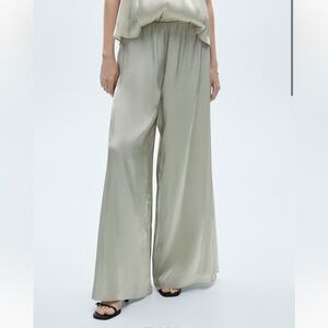 Mango Flowy Satin Pants